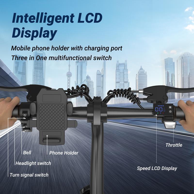 Bicicleta Eléctrica AOVOPRO & OLTVOGUE – 750W de Potencia Máxima, 35 km/h, Llantas Neumáticas de 14", Autonomía 35–65 km, Plegable, Asiento Doble y Altura Ajustable