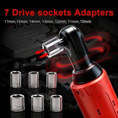 Llave de Ángulo Recto Eléctrica 3/8" – 45 Nm, Trinquete Inalámbrico para Reparación de Autos, Retiro de Tuercas y Tornillos, Herramienta Eléctrica sin Cables