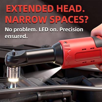 Llave de Ángulo Recto Eléctrica 3/8" – 45 Nm, Trinquete Inalámbrico para Reparación de Autos, Retiro de Tuercas y Tornillos, Herramienta Eléctrica sin Cables