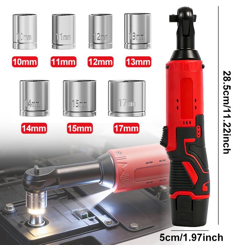 Llave de Ángulo Recto Eléctrica 3/8" – 45 Nm, Trinquete Inalámbrico para Reparación de Autos, Retiro de Tuercas y Tornillos, Herramienta Eléctrica sin Cables