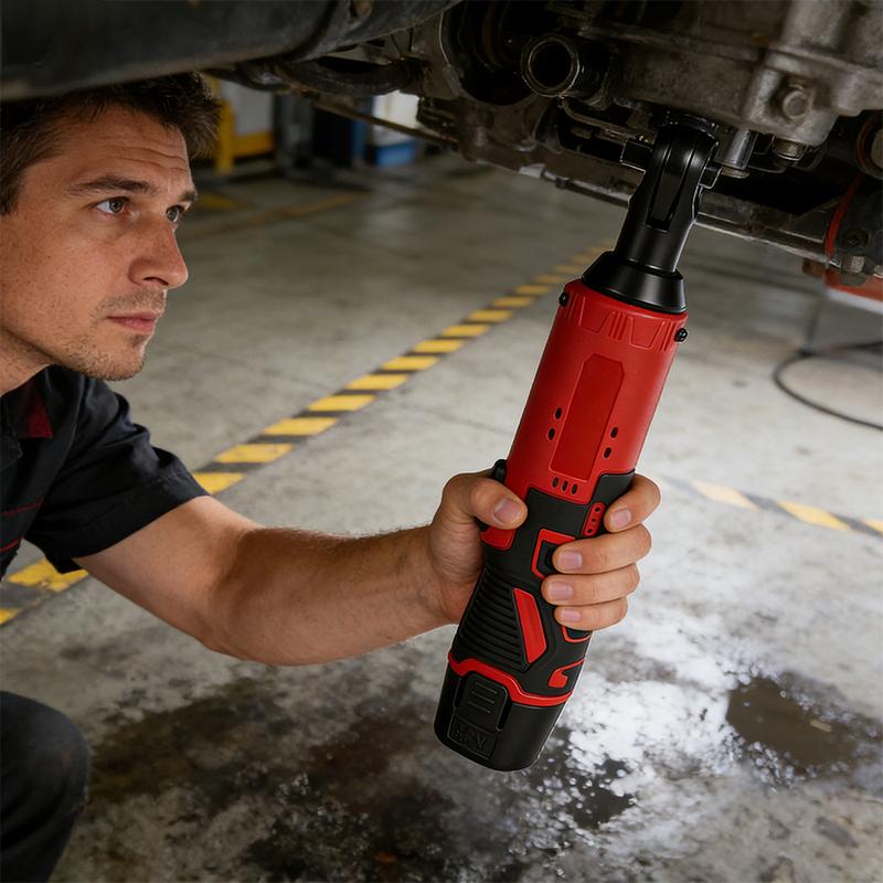 Llave de Ángulo Recto Eléctrica 3/8" – 45 Nm, Trinquete Inalámbrico para Reparación de Autos, Retiro de Tuercas y Tornillos, Herramienta Eléctrica sin Cables