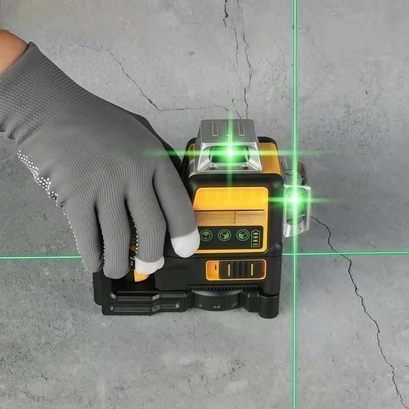 Nivel Láser DW de 12 Líneas, 3 Caras, 360° Vertical y Horizontal, Luz Verde, Batería de Litio 12V, Medidor de Nivel para Uso Exterior