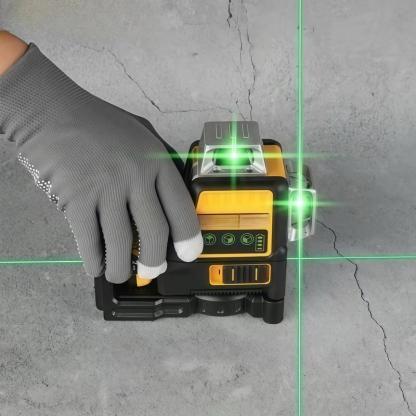 Nivel Láser DW de 12 Líneas, 3 Caras, 360° Vertical y Horizontal, Luz Verde, Batería de Litio 12V, Medidor de Nivel para Uso Exterior