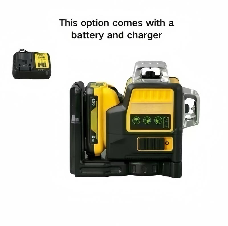 Nivel Láser DW de 12 Líneas, 3 Caras, 360° Vertical y Horizontal, Luz Verde, Batería de Litio 12V, Medidor de Nivel para Uso Exterior