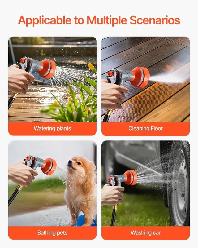 Enrollador de Manguera de Jardín Retráctil VEVOR, 5/8" x 30 m, Montaje en Pared, Resistente, con Boquilla de 9 Patrones, Bloqueo de Longitud Ajustable, Sistema Mejorado de Retorno Lento y Soporte Giratorio 180°