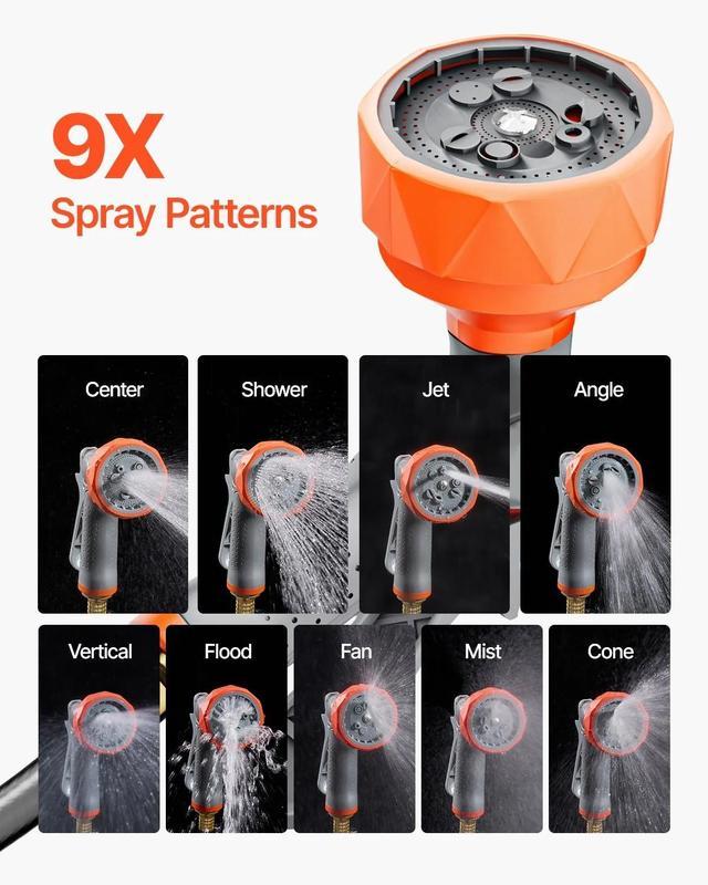 Enrollador de Manguera de Jardín Retráctil VEVOR, 5/8" x 30 m, Montaje en Pared, Resistente, con Boquilla de 9 Patrones, Bloqueo de Longitud Ajustable, Sistema Mejorado de Retorno Lento y Soporte Giratorio 180°