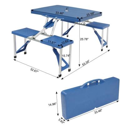 Mesa de Picnic Plegable Ubesgoo 1.2 m con 4 Asientos, Agujero para Sombrilla, Marco de Aluminio y Tablero de Plástico – Soporta 100 kg, Ideal para Camping, Jardín, Patio y Viajes