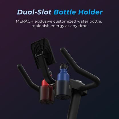 Bicicleta Estática Merach con Nuevo Modo de Juego RPM, Asiento Cómodo, Transmisión Silenciosa, Soporte para Tablet y App Exclusiva con Cursos de Fitness – Entrenamiento Cardio en Casa