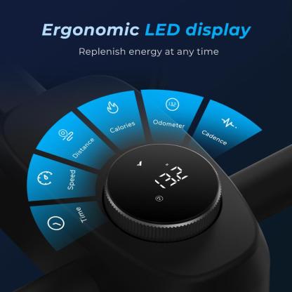 Bicicleta Estática Merach con Nuevo Modo de Juego RPM, Asiento Cómodo, Transmisión Silenciosa, Soporte para Tablet y App Exclusiva con Cursos de Fitness – Entrenamiento Cardio en Casa