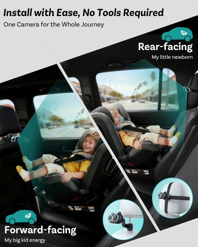 Cámara para Bebé OTTOCAST con Adaptador CarPlay Inalámbrico – Monitor Trasero 1080P HD en Pantalla del Auto, Ángulo Amplio de 150°, Visión Nocturna Sin Deslumbramiento, Seguridad para Niños y Bebés