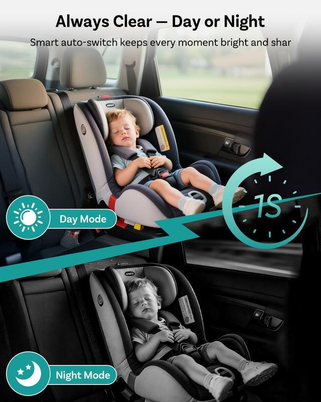 Cámara para Bebé OTTOCAST con Adaptador CarPlay Inalámbrico – Monitor Trasero 1080P HD en Pantalla del Auto, Ángulo Amplio de 150°, Visión Nocturna Sin Deslumbramiento, Seguridad para Niños y Bebés