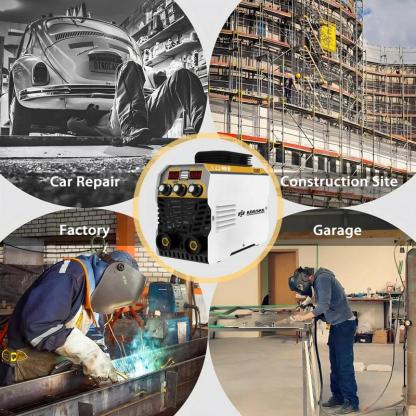 Máquina de Soldar Portátil ADESKE MMA-155 – Doble Voltaje 110V/220V, Salida de 120A, Pantalla Digital, Protección contra Sobrecarga, Kit Completo de Soldadura para Hogar, Reparación de Autos y Construcción