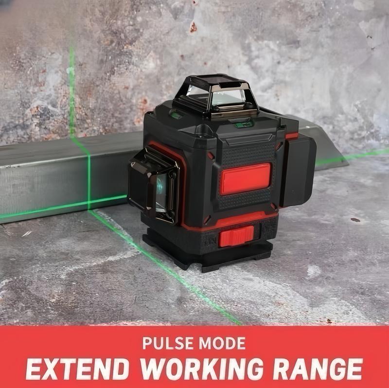 Nivel láser profesional de línea verde para exteriores con líneas horizontales y verticales, calibración automática precisa, herramienta de calidad profesional para construcción y jardinería.