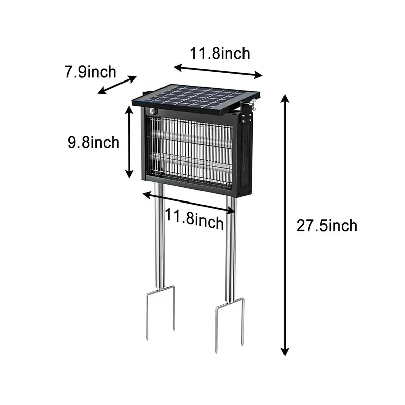 Gainstarx — Matainsectos solar para exteriores: Eliminador eléctrico impermeable de mosquitos y moscas con sensor de luz inteligente. Trampa recargable de energía solar para patio, jardín trasero, jardín, camping y uso en interiores.