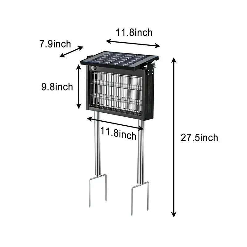 Gainstarx — Matainsectos solar para exteriores: Eliminador eléctrico impermeable de mosquitos y moscas con sensor de luz inteligente. Trampa recargable de energía solar para patio, jardín trasero, jardín, camping y uso en interiores.