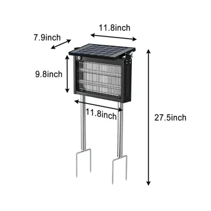Gainstarx — Matainsectos solar para exteriores: Eliminador eléctrico impermeable de mosquitos y moscas con sensor de luz inteligente. Trampa recargable de energía solar para patio, jardín trasero, jardín, camping y uso en interiores.