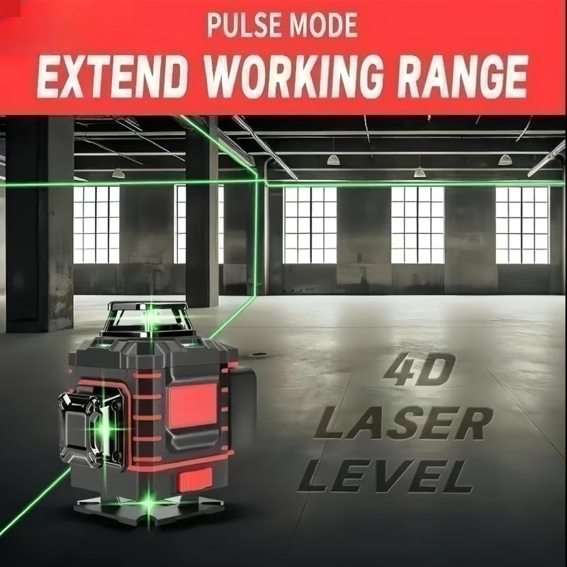 Nivel láser profesional de línea verde para exteriores con líneas horizontales y verticales, calibración automática precisa, herramienta de calidad profesional para construcción y jardinería.
