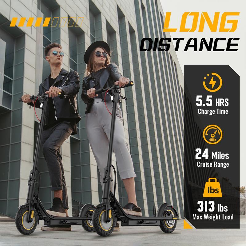 Patinetes eléctricos DXH para adultos, con neumáticos de 10", motor de 500 W, hasta 30 km/h y 32 km de autonomía. Potente patinete eléctrico con app, portátil, con luces y plegable con frenos dobles.