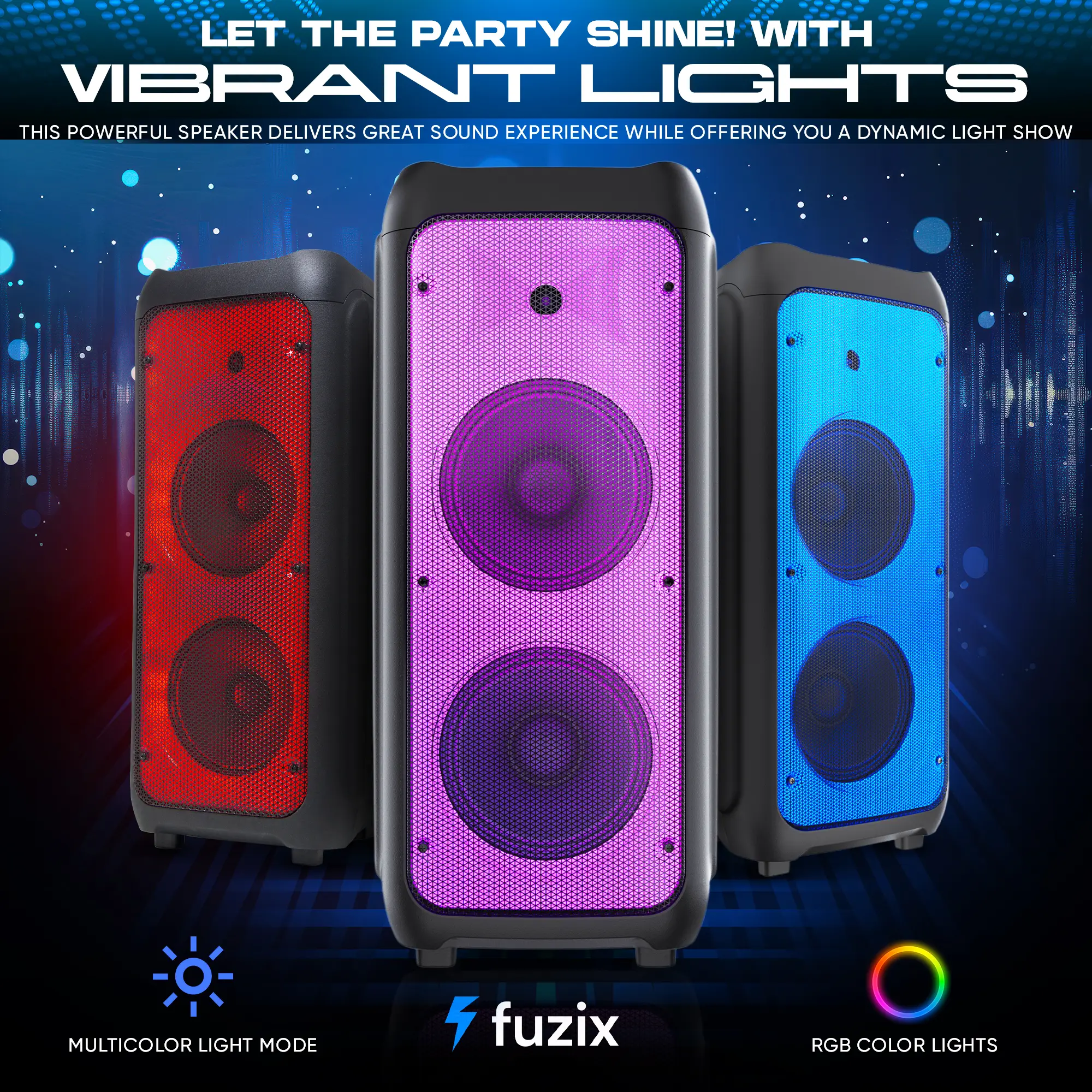 Altavoz Bluetooth portátil y recargable para karaoke: micrófonos inalámbricos duales, luces LED dinámicas, radio FM, USB, tarjeta Micro SD y control remoto.