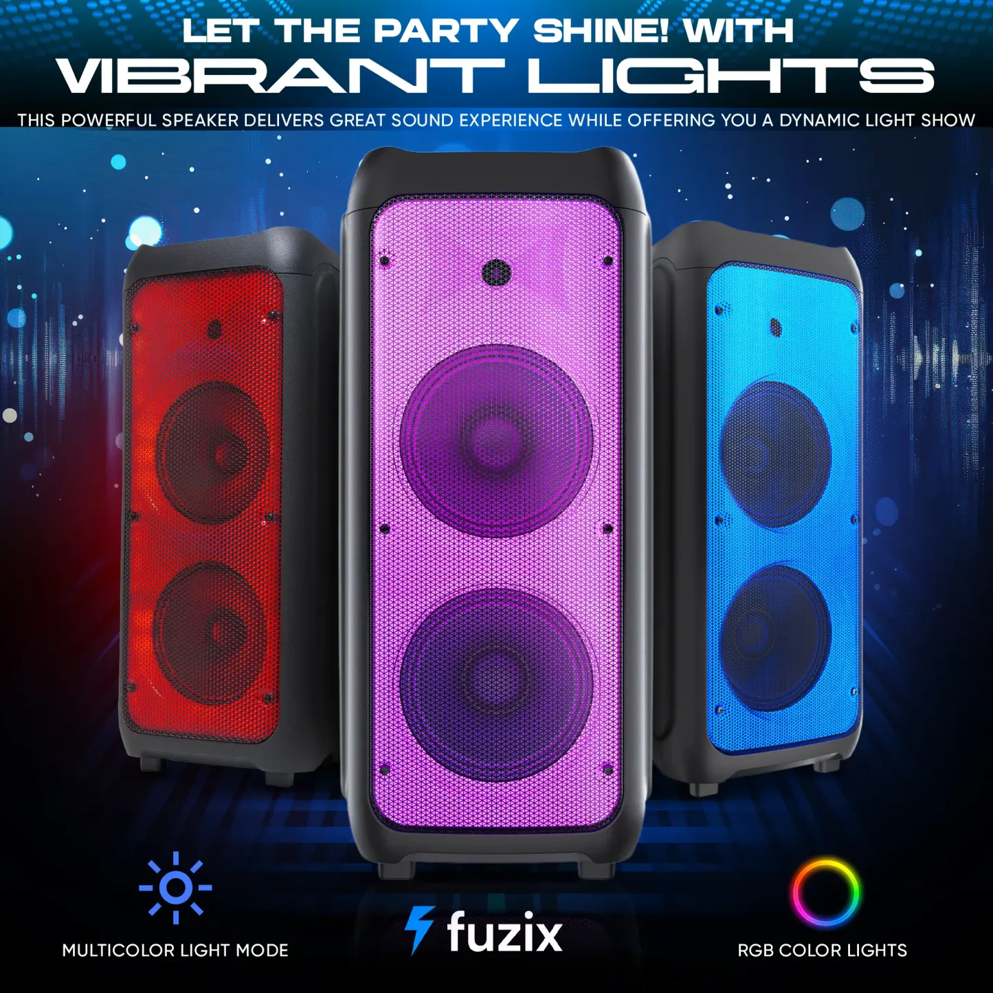 Altavoz Bluetooth portátil y recargable para karaoke: micrófonos inalámbricos duales, luces LED dinámicas, radio FM, USB, tarjeta Micro SD y control remoto.