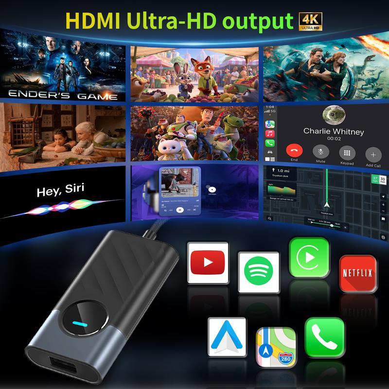 2026 Los adaptadores inalámbricos de carplay aibox admiten la aplicación Netflix / YouTube / tiktok para reproducir vídeos en la pantalla del automóvil (no admiten vehículos con carplay inalámbrico incorporado), versión avanzada 4G + 32G, funcionamiento e