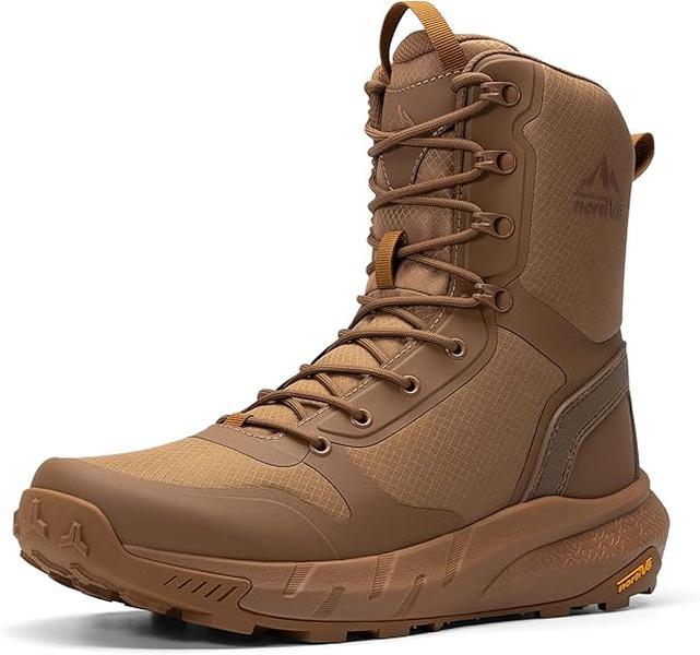 Botas tácticas militares para hombre, de 8 pulgadas, con punta redonda y cierre de cordones, ligeras, cómodas para trabajar todo el día, con cremallera lateral, para motociclistas, combate, senderismo, duraderas, negras, con protección y soporte, para ext