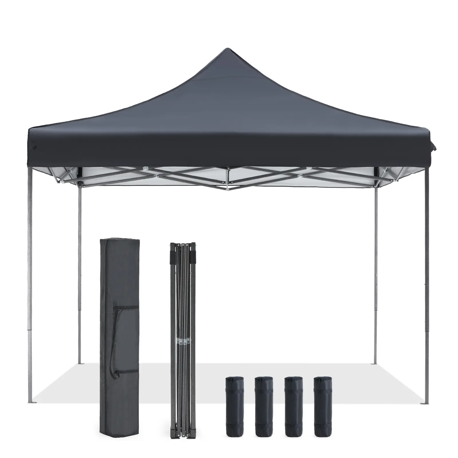 Carpa Plegable 10x10, Cenador de Exterior de Montaje Rápido con Techo Ventilado y Bolsa con Ruedas — Blanco