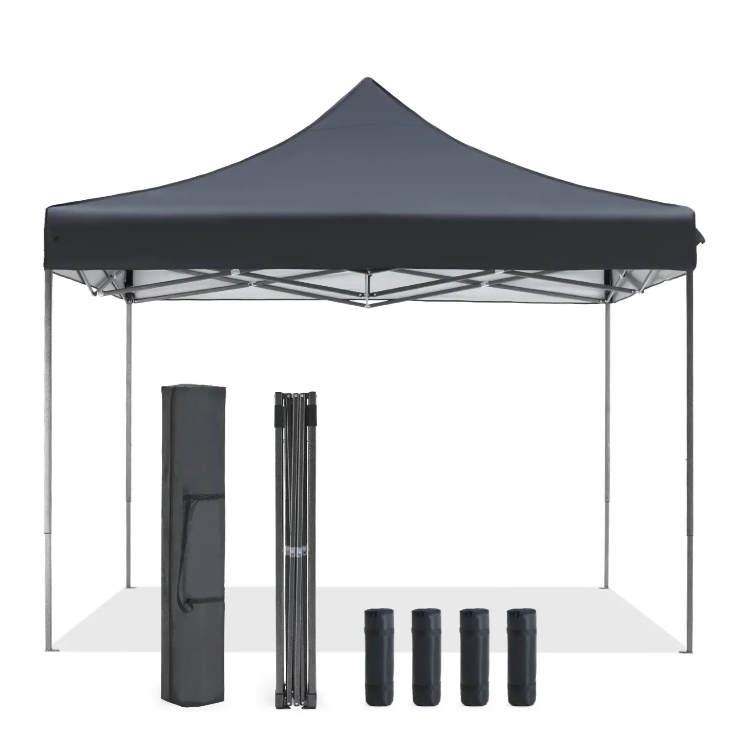 Carpa Plegable 10x10, Cenador de Exterior de Montaje Rápido con Techo Ventilado y Bolsa con Ruedas — Blanco