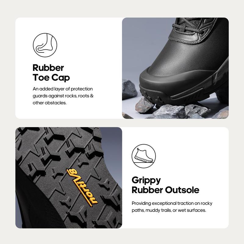 Botas de trabajo tácticas militares impermeables para hombre, de caña alta con protección para el tobillo, fabricadas con tejido duradero y transpirable, ideales para uso en exteriores e interiores. Calzado de seguridad negro.