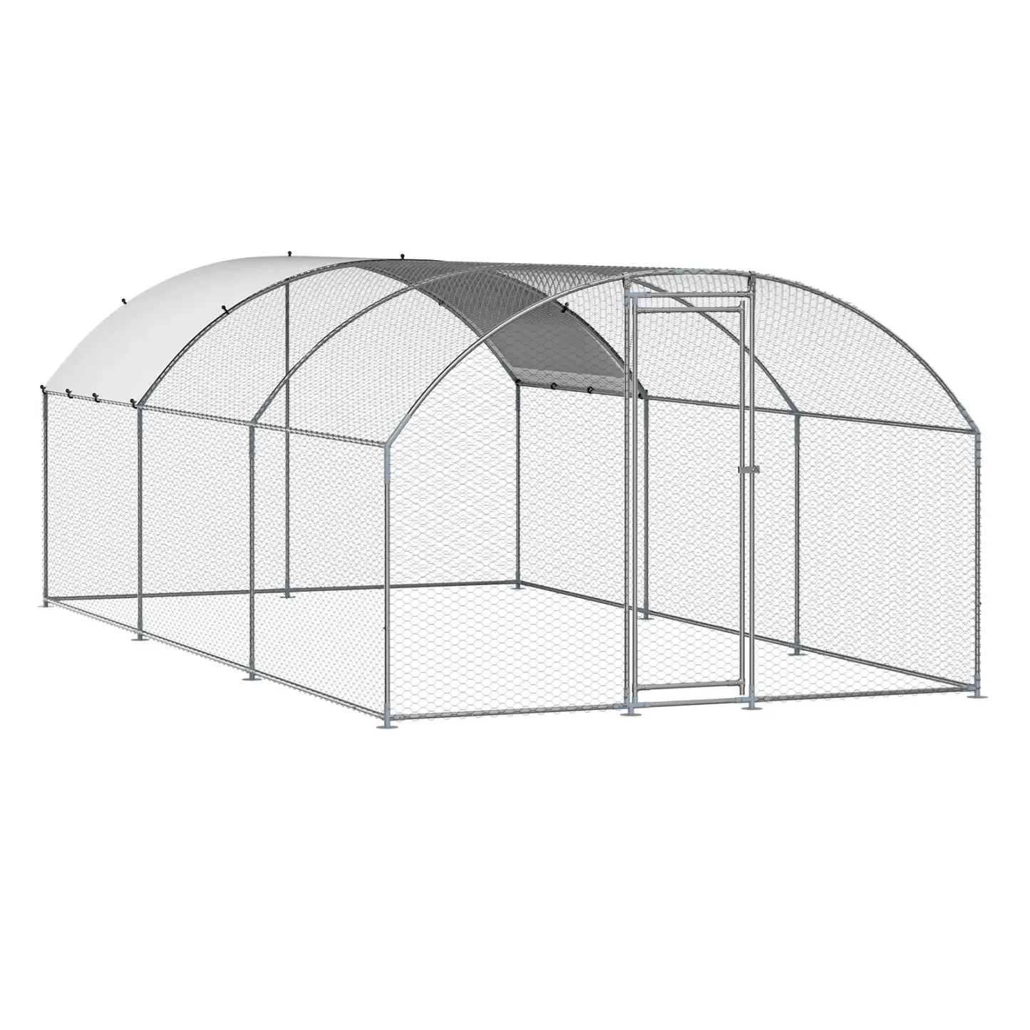 Gallinero metálico de 9.8 x 19.3 x 6.5 pies — Amplio corral transitable con cubierta, recinto para gallinas con techo abovedado y cerradura de seguridad; jaula exterior para patos, conejos y aves de corral, ideal para patios traseros, granjas y jardines.