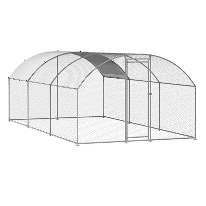 Gallinero metálico de 9.8 x 19.3 x 6.5 pies — Amplio corral transitable con cubierta, recinto para gallinas con techo abovedado y cerradura de seguridad; jaula exterior para patos, conejos y aves de corral, ideal para patios traseros, granjas y jardines.