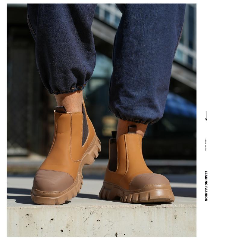 Lightweight steel toe brown anti slip work shoes - splash proof, smash proof, puncture proof, breathable safety shoes Lightweight steel toe brown anti slip work shoes - splash proof, smash proof, puncture proof, breathable safety shoes