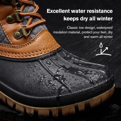 Botas de nieve cálidas y antideslizantes para mujer | Botas de senderismo impermeables | Botas clásicas estilo pato | Calzado para caminar en color marrón y gris