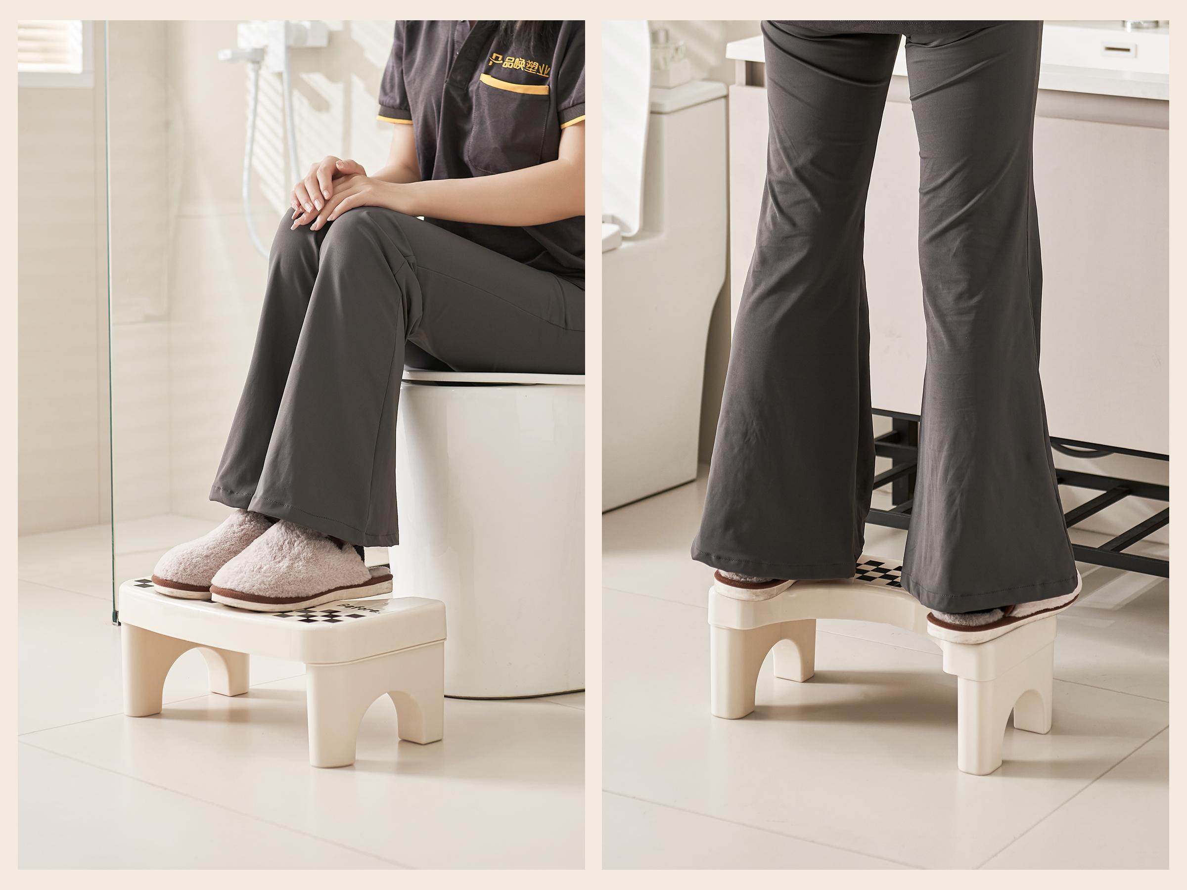 UFORU Adult Bathroom Toilet Stool, 1 Plastic Portable Footstool, Bathroom Non-slip Toilet Auxiliary Step Stool FathersDayGift