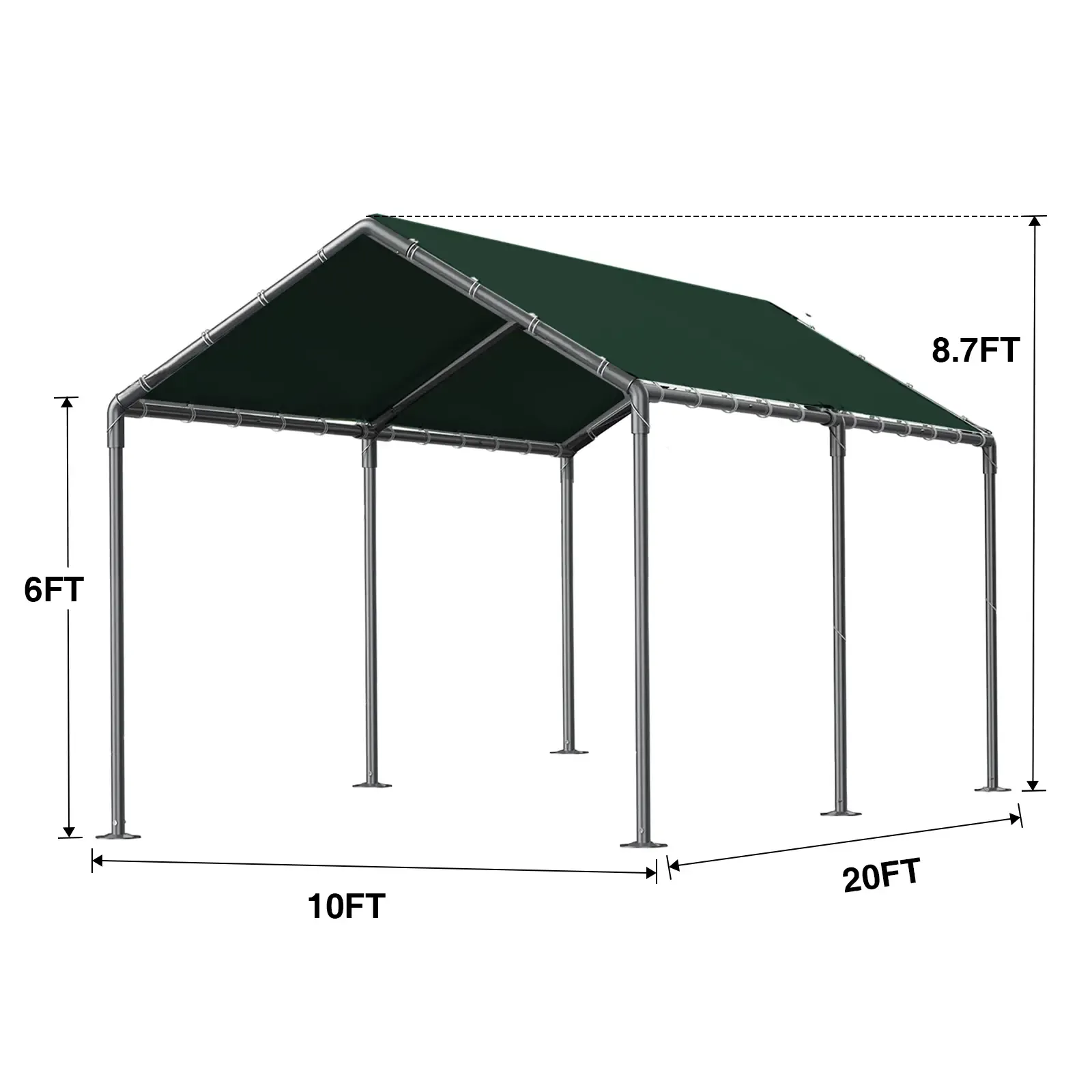 Cochera exterior de 10x20 pies, carpa resistente para vehículos, garaje portátil con dosel y cobertizo de almacenamiento, refugio para automóviles, carpa multiestacional con lona protectora, protección contra el viento para fiestas y embarcaciones, resist