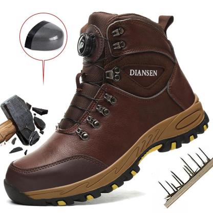 Botas de trabajo indestructibles, calzado de seguridad para hombre con puntera de acero, zapatillas resistentes a perforaciones, calzado de trabajo antideslizante, botas protectoras con hebilla giratoria, calzado para la construcción.