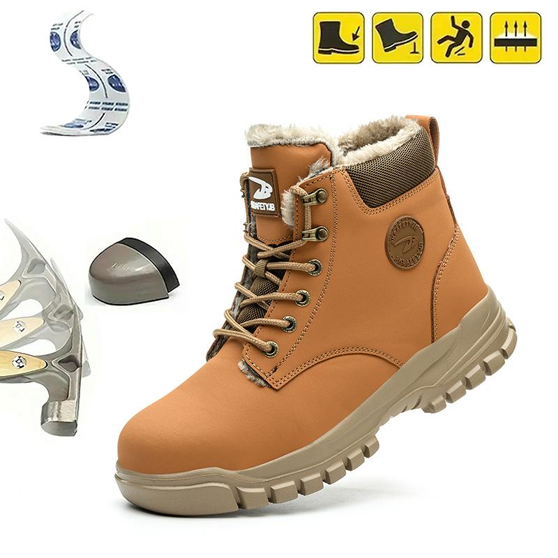 Zapatos de trabajo con cordones y hebilla giratoria, impermeables, resistentes al desgaste, con aislamiento térmico, antipinchazos, antideslizantes y con puntera de acero para mayor seguridad.