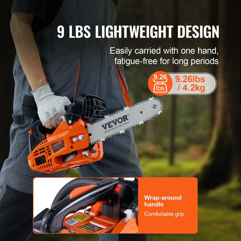 VEVOR Gas Chainsaw, Various specifications, Gasoline Powered Chain Saw, Handheld Cordless Petrol Chainsaws for Tree Wood Branch Cutting, Tree Trimming, Land Clearing, Farm Garden Ranch Forest Cutting Use