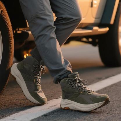 Botas de senderismo para hombre con puntera ancha, impermeables, para exteriores, trekking y camping, para fascitis plantar y juanetes, con una fabricación duradera y una cómoda entresuela de EVA con una caída de 5 mm.