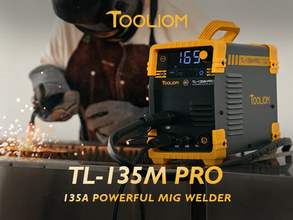 TOOLIOM 135A 110V Gasless Flux Core MIG Welder, Portable Flux MIG/Lift TIG/Stick 3 in 1 Welding Machine with IGBT DC Inverter & LCD Display