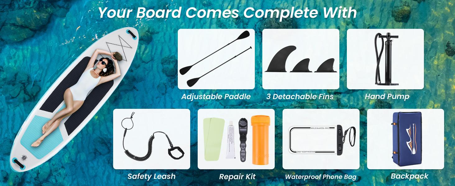 Sweet Furniture S -Premium SUP Inflatable Stand Up Paddle Board with 2-in-1 Paddle, Wide Stable Design, Non-Slip Comfort Deck for Adults & Youth