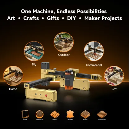 Grabadora láser plegable Artilume T1: no requiere montaje, portátil para usar en cualquier lugar, velocidad de movimiento de 10.000 mm/min, precisión de 0,01 mm y área de trabajo de 200 × 150 mm para madera, cuero, acrílico y metal recubierto — Ideal para