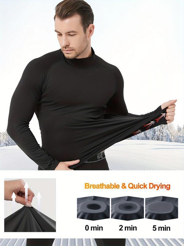 Paquete de 5 camisetas térmicas de cuello alto para hombre, camisetas de compresión de manga larga con forro polar, camisetas interiores de capa base, ofertas para ti.
