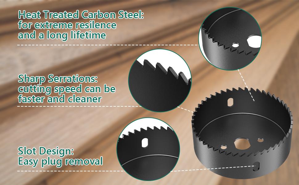 Hole Saw Set, 19 Counts, with 3/4"-6"(19-152mm) 13Pcs Saw Blades, 2 Mandrels, 2 Drill Bits, Ideal for Soft Wood, Plywood, Drywall, PVC Power Tools Grinders
