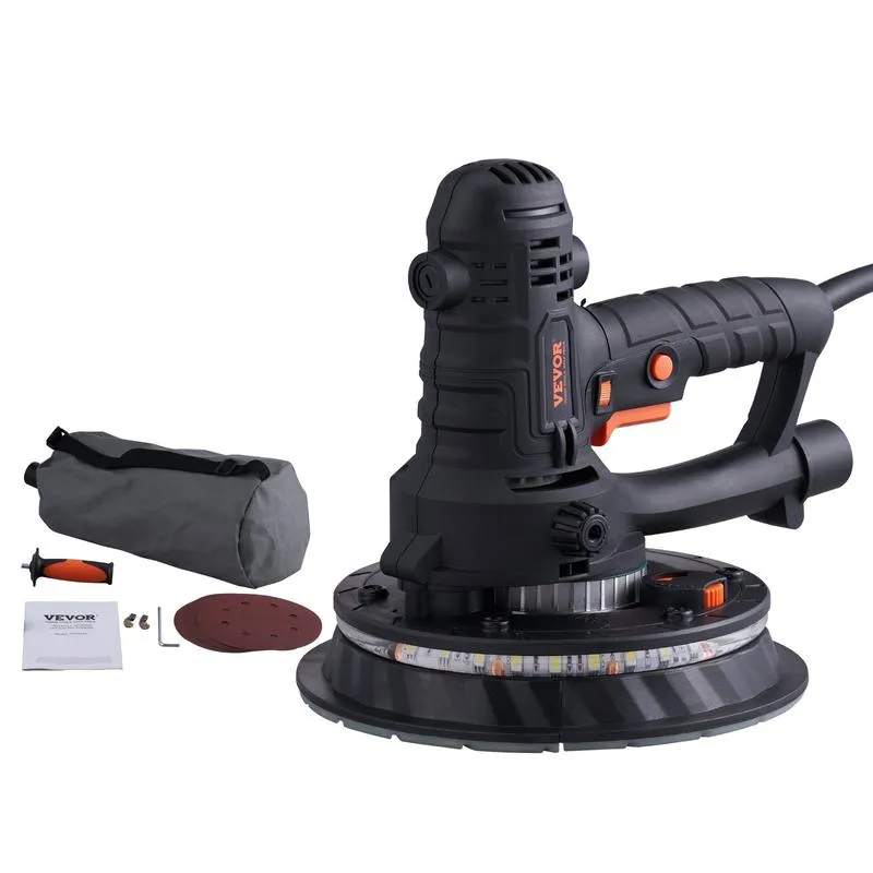 Lijadora de Pared Seca 800W con Motor de Carbón, Velocidad Variable 1200-2300RPM, Sistema de Aspiración Automática, Lijadora Eléctrica para Drywall y Yeso