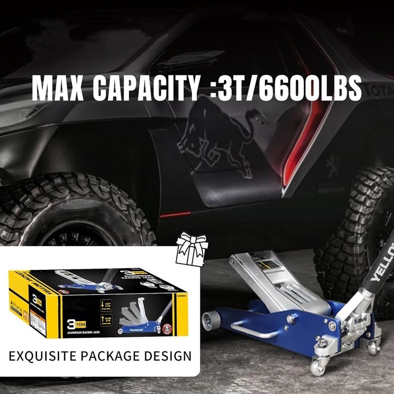 3-Ton Aluminum Racing Floor Jack, Ultra-Lightweight, Quick-Lift Dual Pump, Low Profile, 6,600-lb Capacity