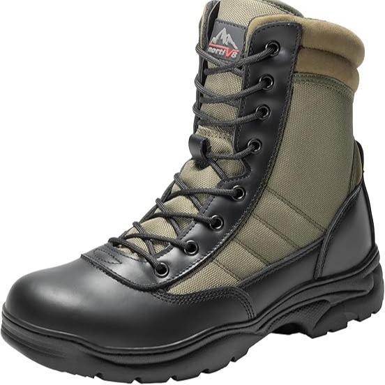Botas tácticas militares para hombre - Botas negras de cuero suave y transpirable con puntera redonda para hombre, botas de trabajo, calzado para caminar, calzado para jóvenes, botas de trabajo cerradas.