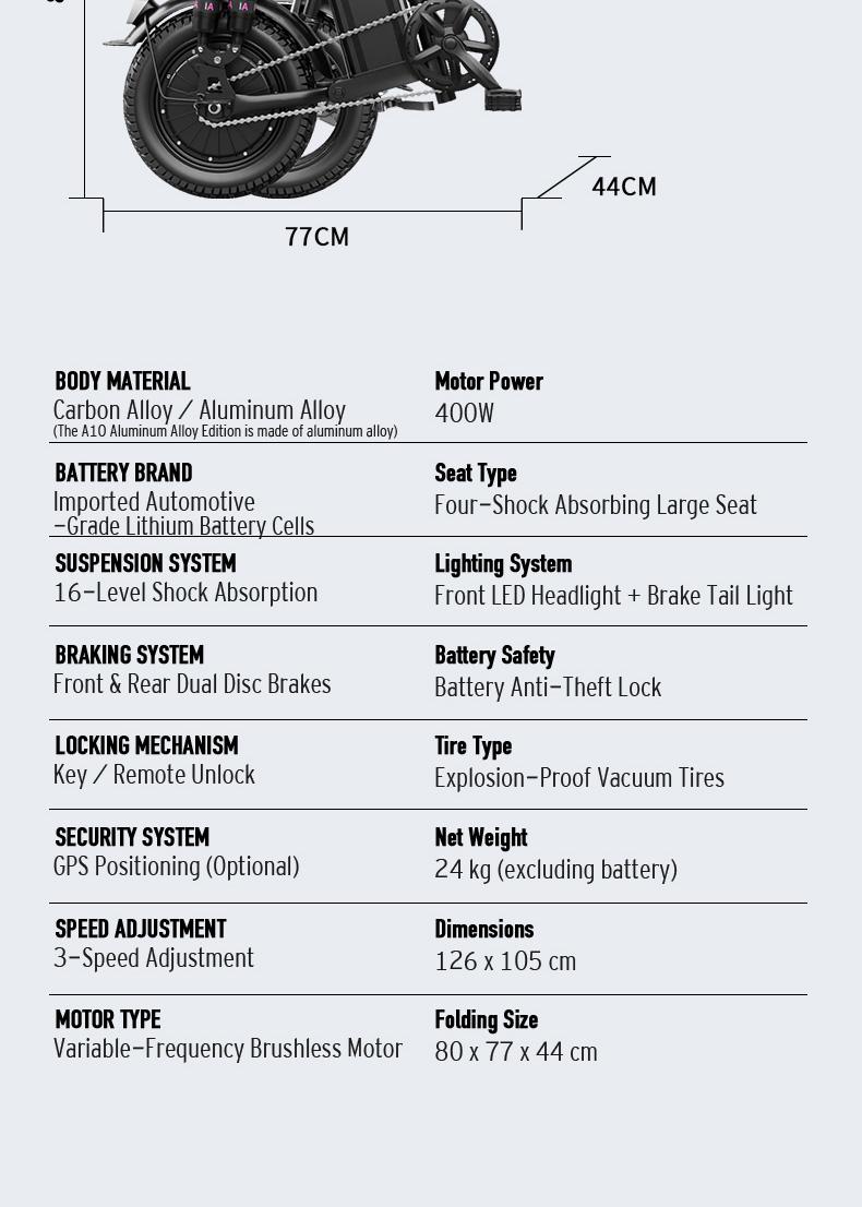 Adult electric folding bicycle with 500W motor, 16-level shock absorption system, 48V 15Ah battery, and a range of 100 kilometers. Wheel Pedals Ebike Charger SpringStatements Adult electric folding bicycle with 500W motor, 16-level shock absorption system, 48V 15Ah battery, and a range of 100 kilometers. Wheel Pedals Ebike Charger SpringStatements