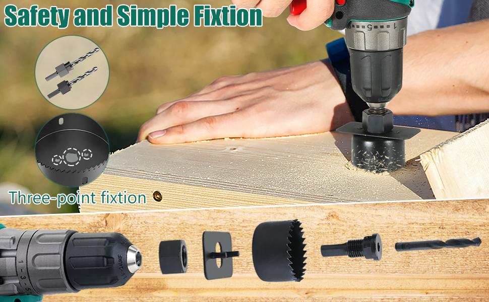 Hole Saw Set, 19 Counts, with 3/4"-6"(19-152mm) 13Pcs Saw Blades, 2 Mandrels, 2 Drill Bits, Ideal for Soft Wood, Plywood, Drywall, PVC Power Tools Grinders