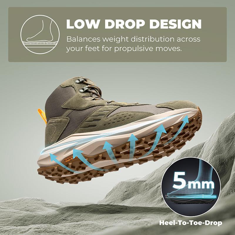Botas de senderismo para hombre con puntera ancha, impermeables, para exteriores, trekking y camping, para fascitis plantar y juanetes, con una fabricación duradera y una cómoda entresuela de EVA con una caída de 5 mm.